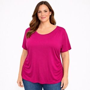 Terra & Sky Pink Scoop Neck Short Sleeve T-Shirt Size 2X